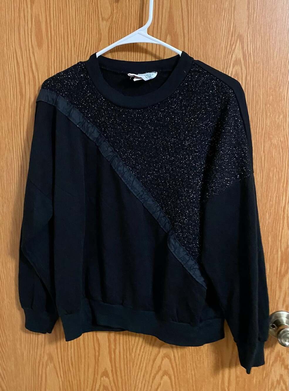 American Spectator by Land'n Sea Glitter Shimmer Sweatshirt with Diagonal Ruffle